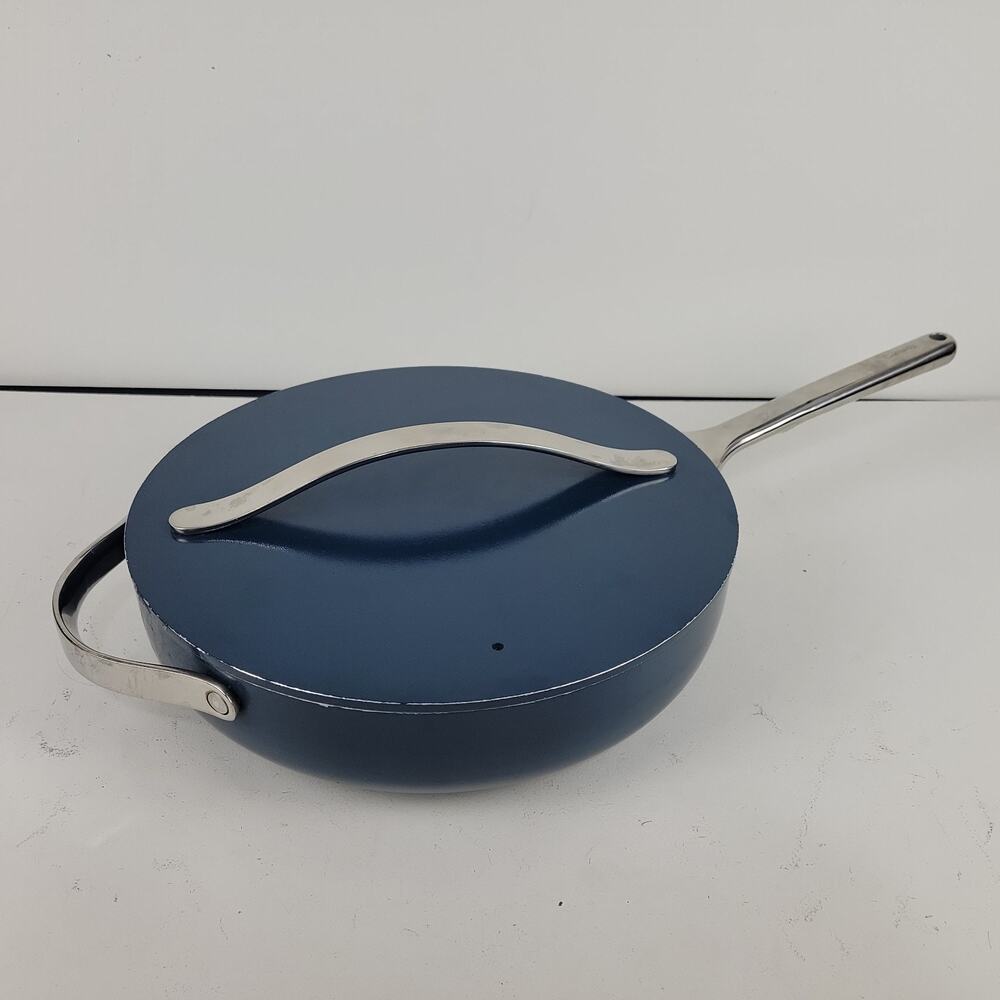 Caraway Nonstick Ceramic Sauté Pan with Lid (4.5 qt, 11.8") Navy Blue